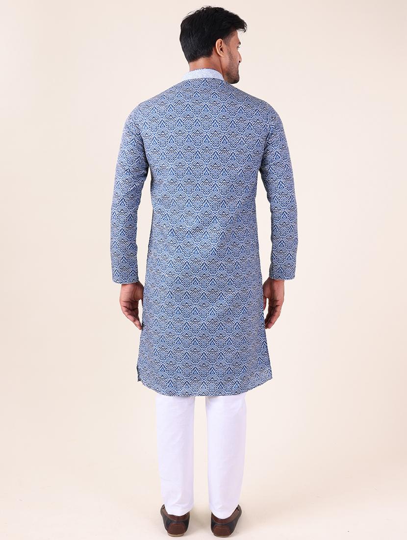 men mandarin neck kurta pyjama ethnic wear set - 22061915 - Standard Image - 4