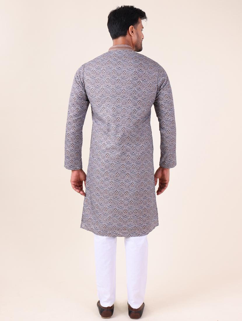 men mandarin neck kurta pyjama ethnic wear set - 22061917 - Standard Image - 4