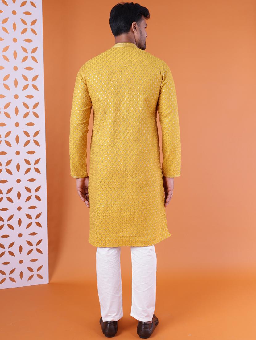 men mandarin neck kurta pyjama ethnic wear set - 22061918 - Standard Image - 4
