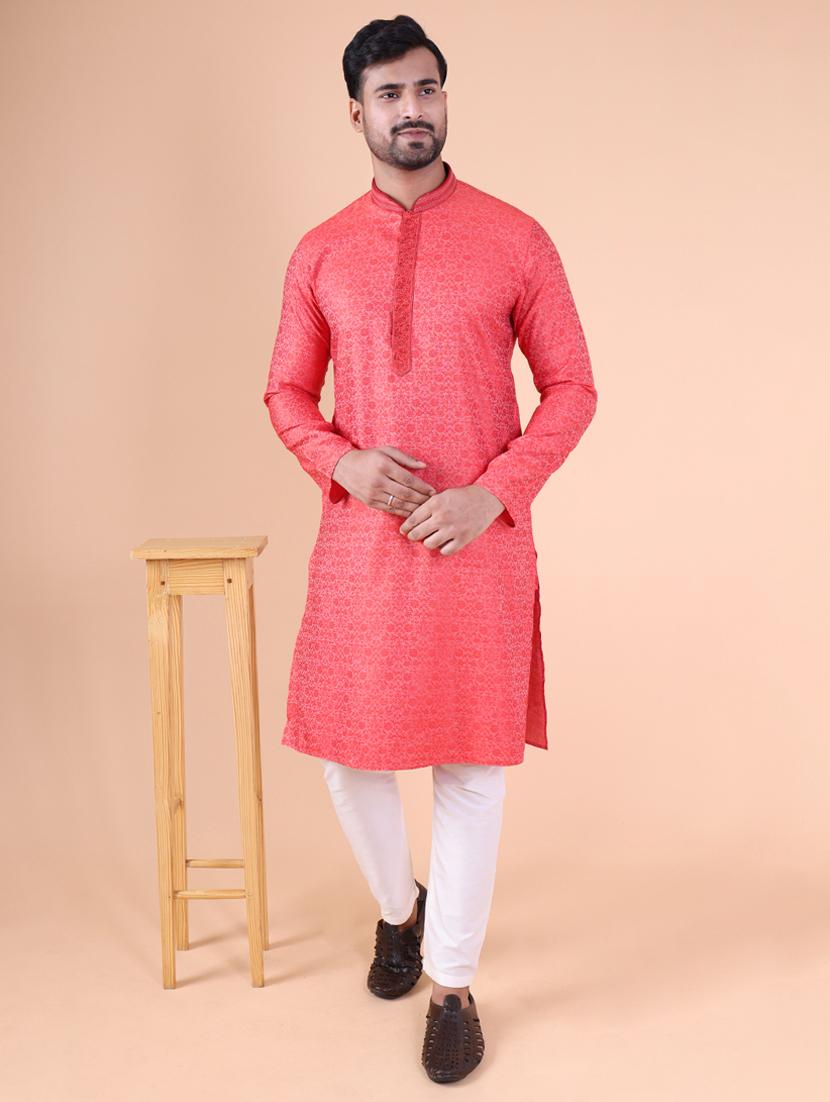 men mandarin neck kurta pyjama ethnic wear set - 22061923 - Zoom Image - 0