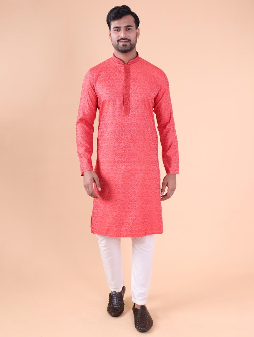 men mandarin neck kurta pyjama ethnic wear set - 22061923 - Standard Image - 1