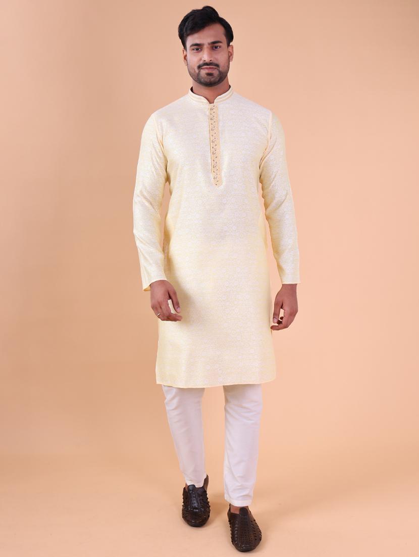 men mandarin neck kurta pyjama ethnic wear set - 22061924 -  Standard Image - 1