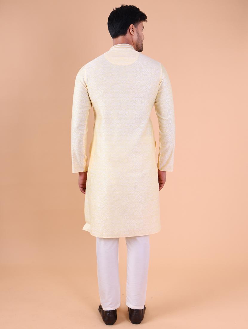 men mandarin neck kurta pyjama ethnic wear set - 22061924 - Standard Image - 4
