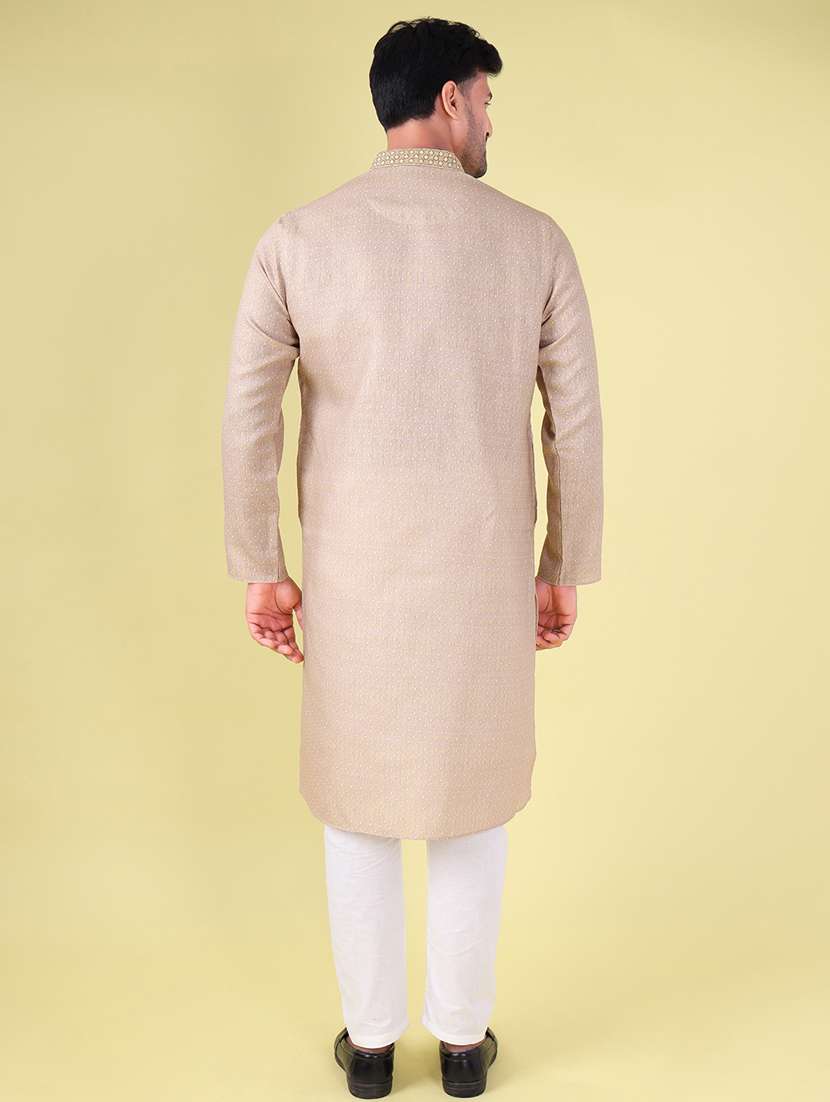 men mandarin neck kurta pyjama ethnic wear set - 22061928 - Standard Image - 4