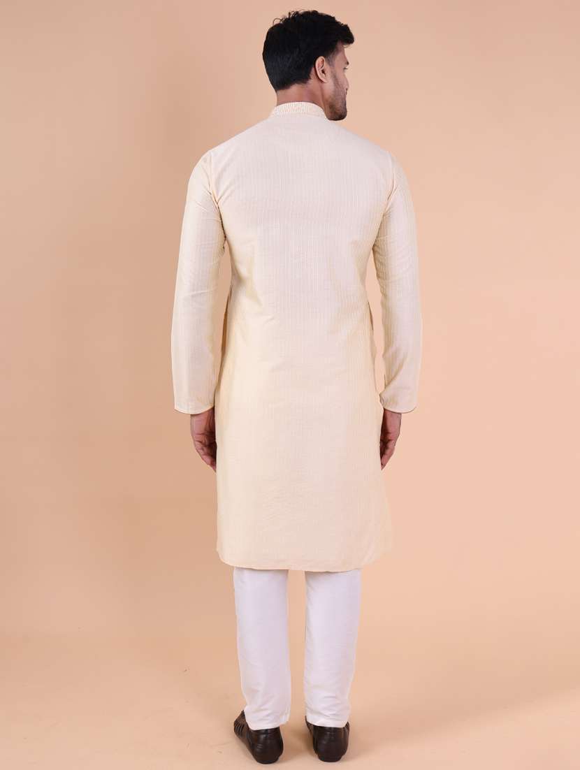 men mandarin neck kurta pyjama ethnic wear set - 22061931 - Standard Image - 4