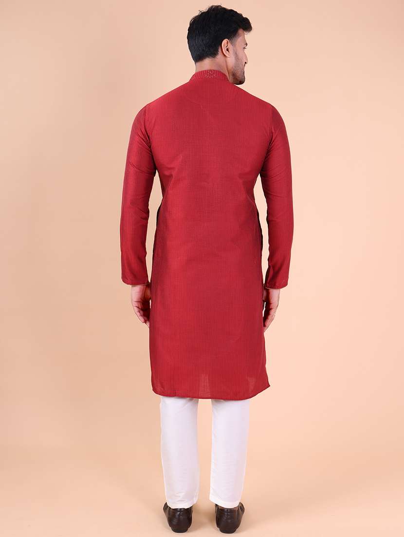 men mandarin neck kurta pyjama ethnic wear set - 22061932 - Standard Image - 4