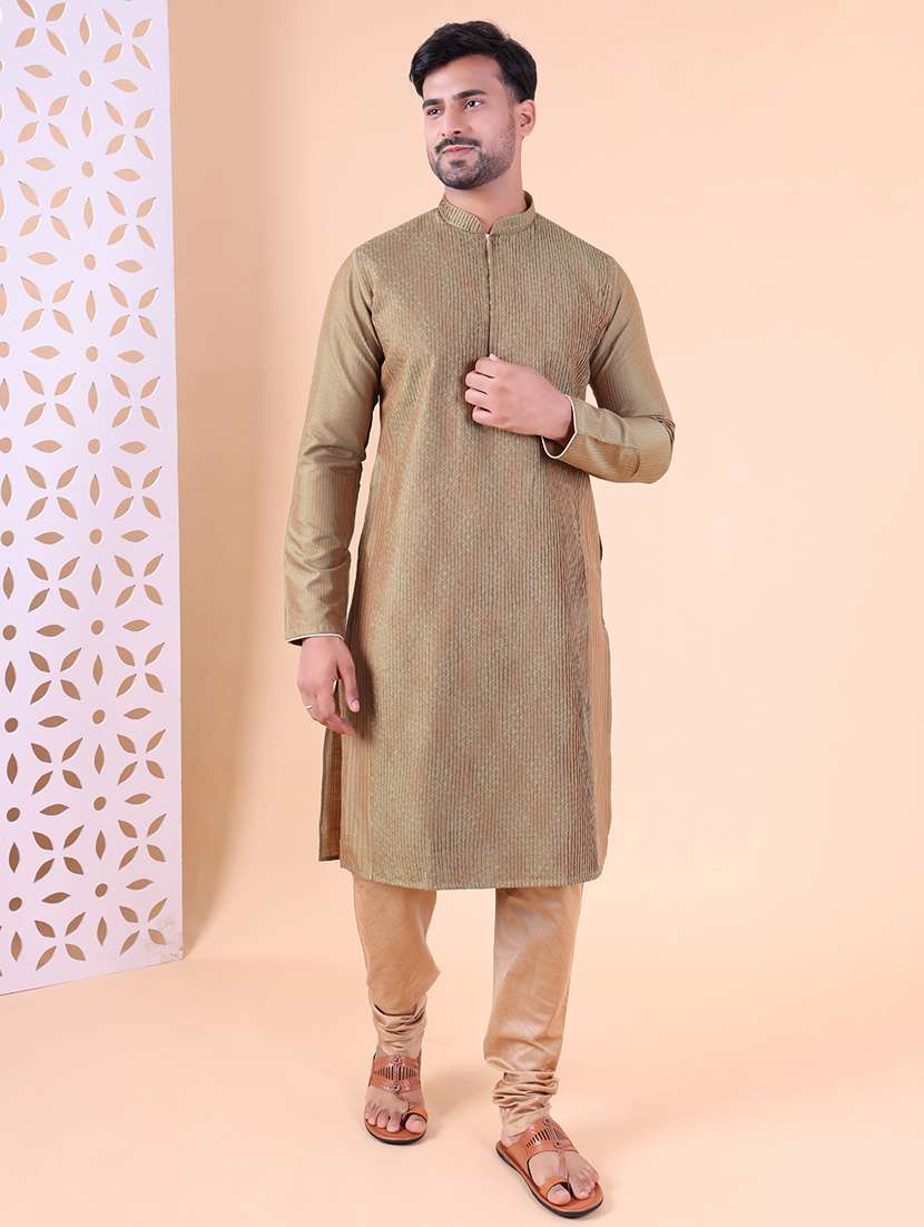 men mandarin neck kurta churidar ethnic wear set - 22061933 - Standard Image - 1