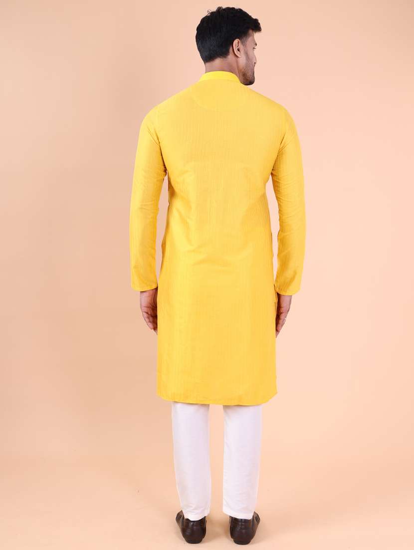 men mandarin neck kurta pyjama ethnic wear set - 22061935 - Standard Image - 4