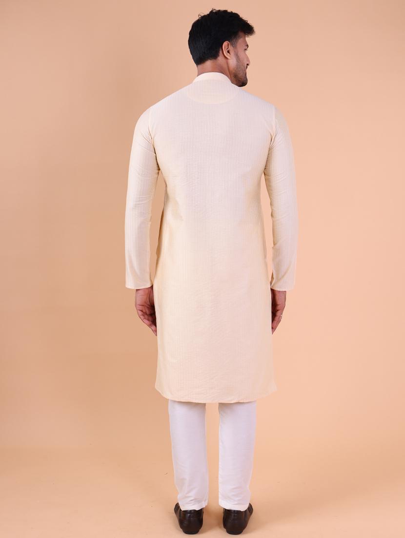 men mandarin neck kurta pyjama ethnic wear set - 22061937 - Standard Image - 4