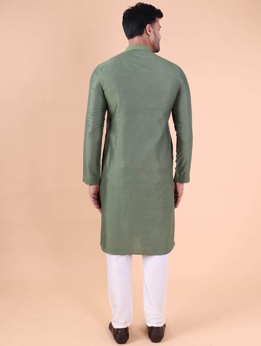 men mandarin neck kurta pyjama ethnic wear set - 22061939 - Standard Image - 4