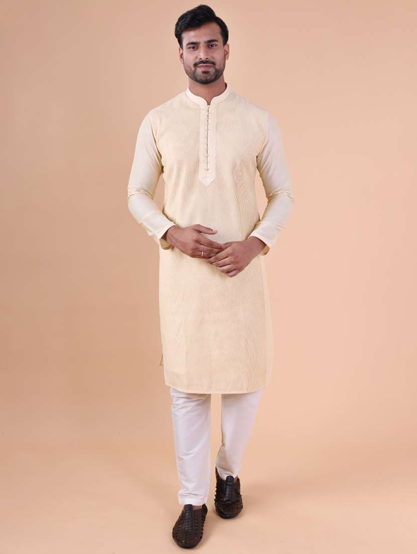 men mandarin neck kurta pyjama ethnic wear set - 22061940 - Standard Image - 1