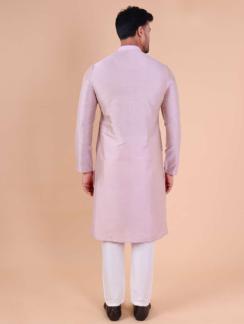 men mandarin neck kurta pyjama ethnic wear set - 22061942 - Standard Image - 4