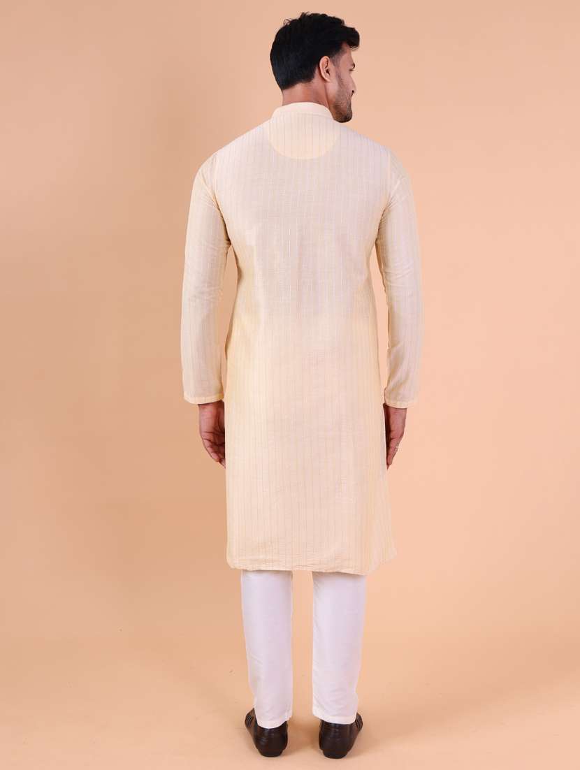 men mandarin neck kurta pyjama ethnic wear set - 22061944 - Standard Image - 4
