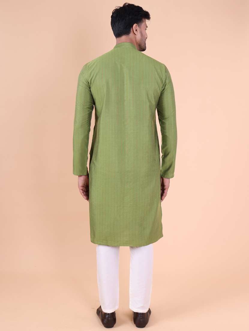 men mandarin neck kurta pyjama ethnic wear set - 22061945 - Standard Image - 4