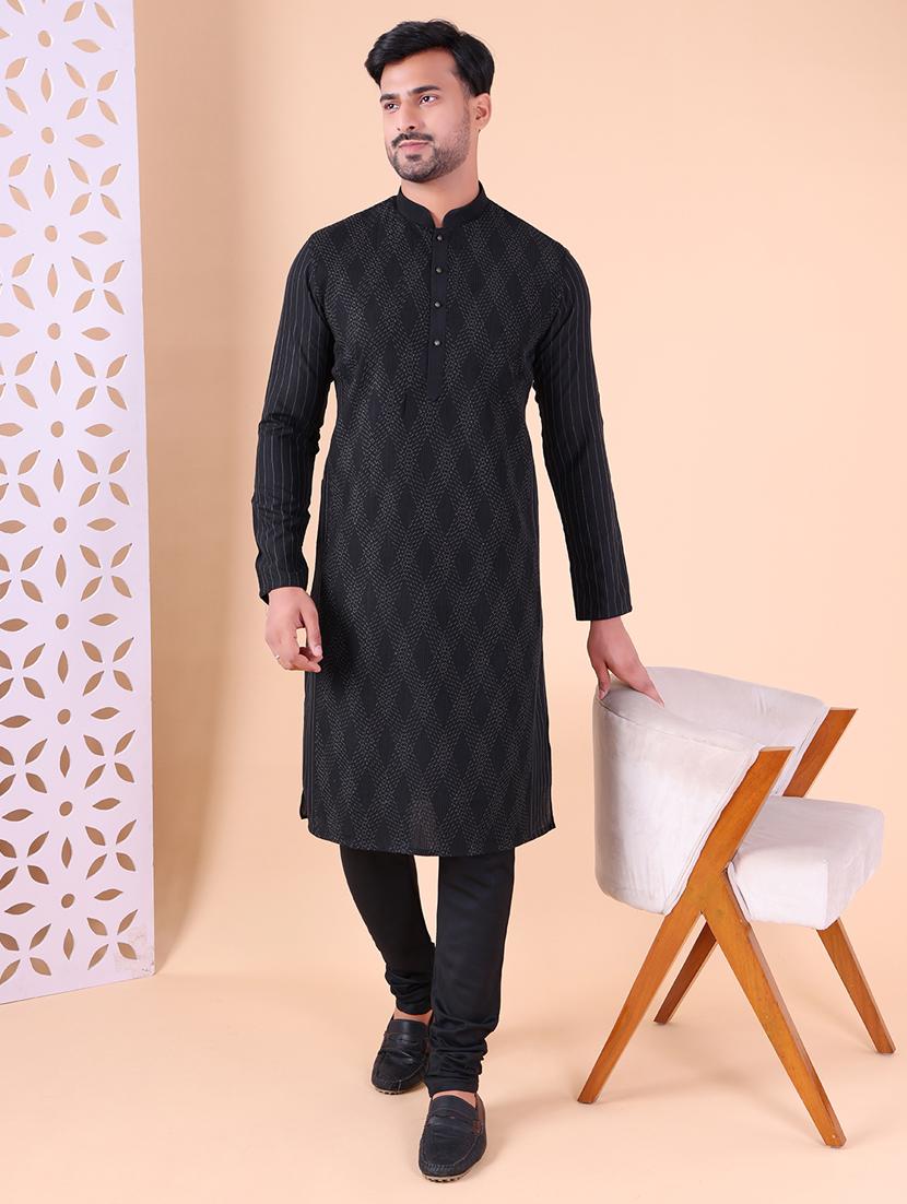 men mandarin neck kurta churidar ethnic wear set - 22061946 -  Standard Image - 1