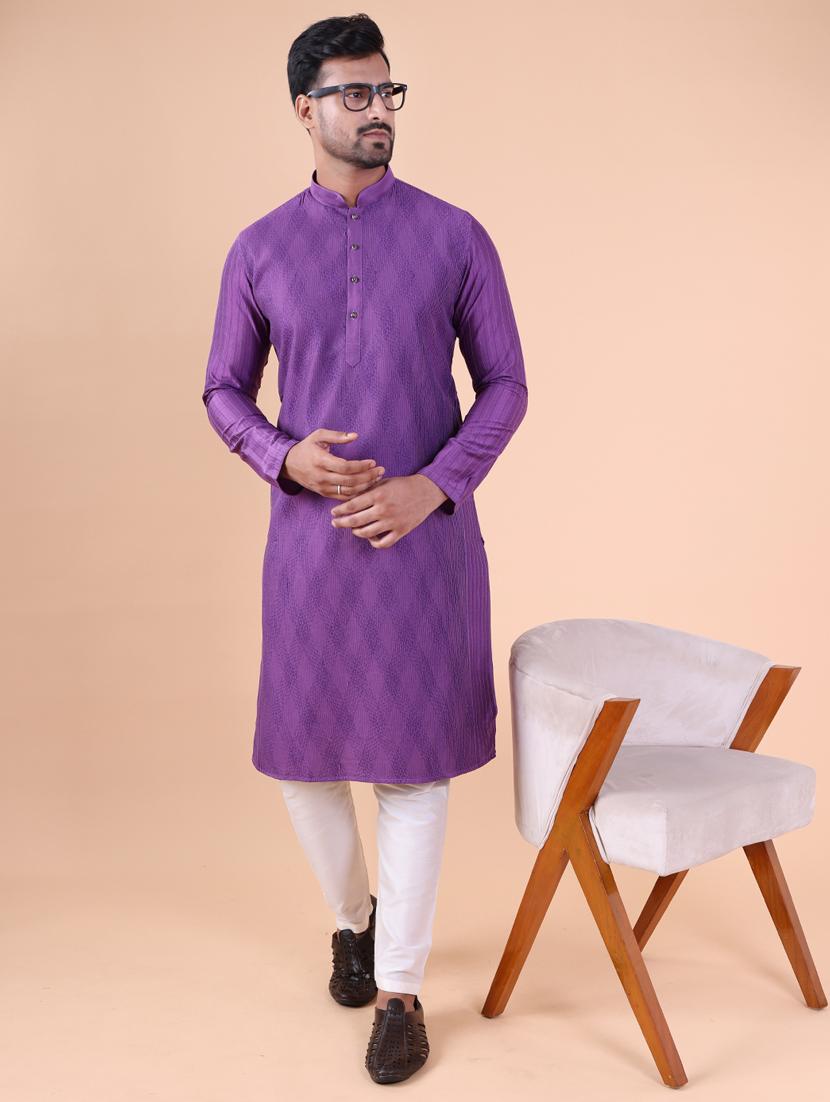 men mandarin neck kurta pyjama ethnic wear set - 22061947 - Standard Image - 1