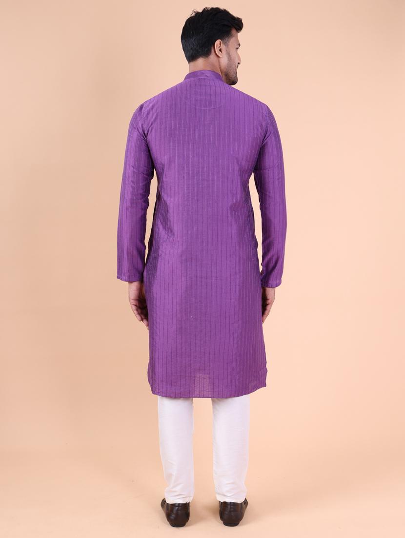 men mandarin neck kurta pyjama ethnic wear set - 22061947 - Standard Image - 4