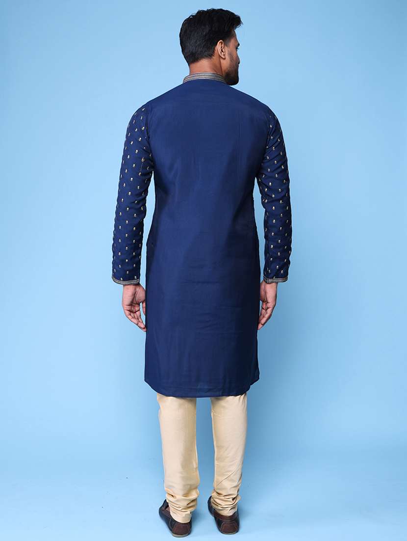 men mandarin neck kurta churidar ethnic wear set - 22061948 - Standard Image - 4