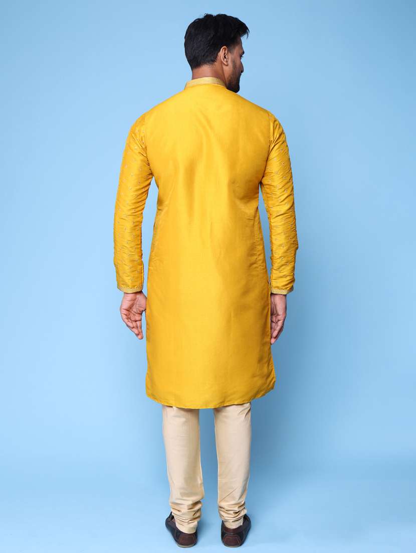 men mandarin neck kurta churidar ethnic wear set - 22061949 - Standard Image - 4