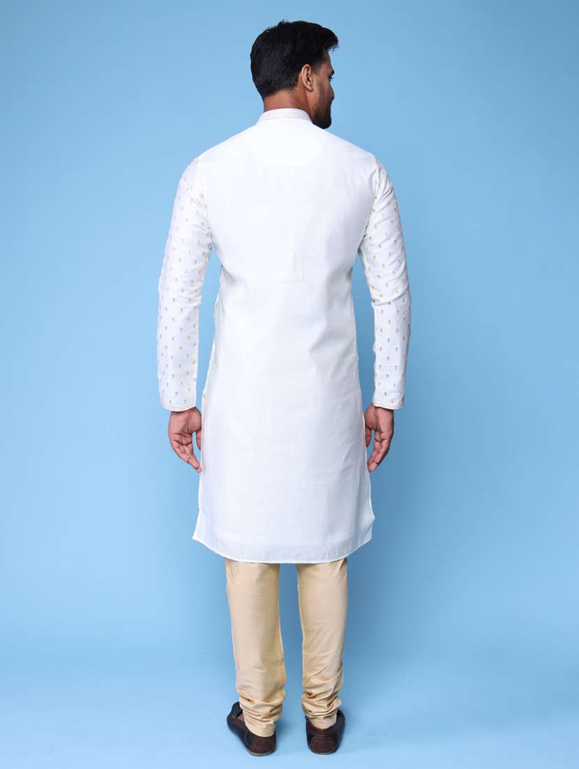 men mandarin neck kurta churidar ethnic wear set - 22061950 - Standard Image - 4