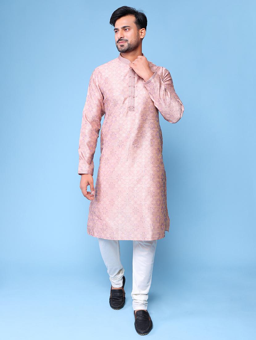 men mandarin neck kurta churidar ethnic wear set - 22061952 - Standard Image - 1