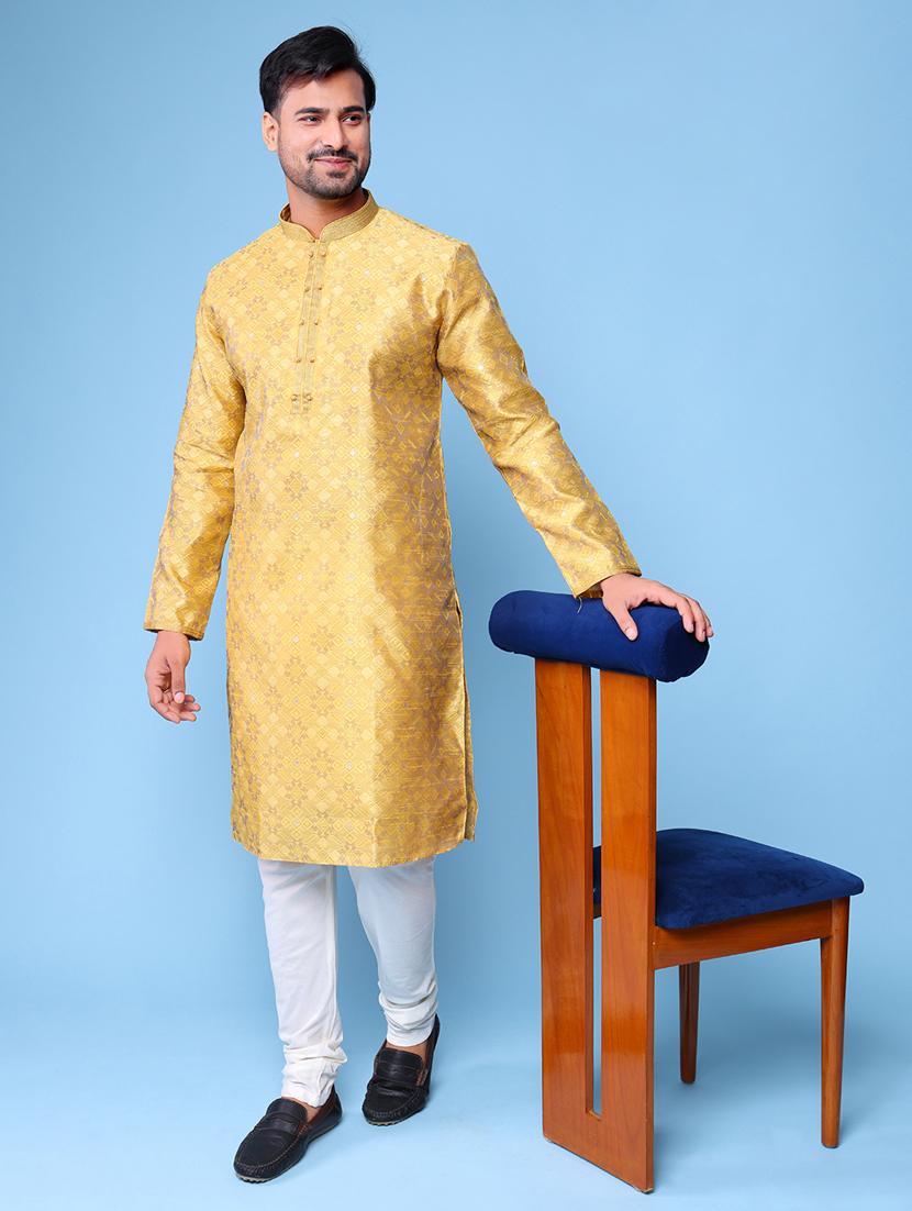 men mandarin neck kurta churidar ethnic wear set - 22061953 - Standard Image - 1
