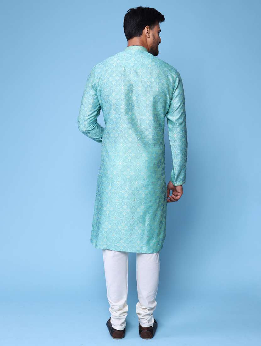 men mandarin neck kurta churidar ethnic wear set - 22061954 - Standard Image - 4
