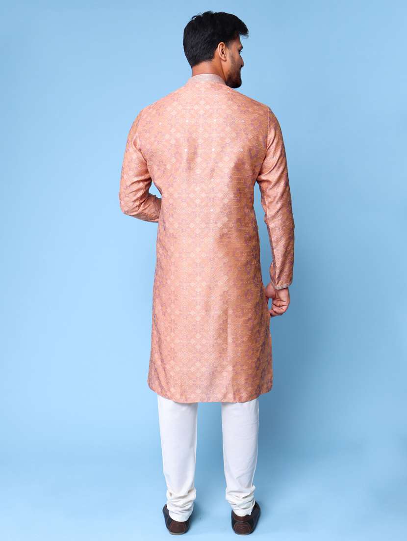 men mandarin neck kurta churidar ethnic wear set - 22061955 - Standard Image - 4