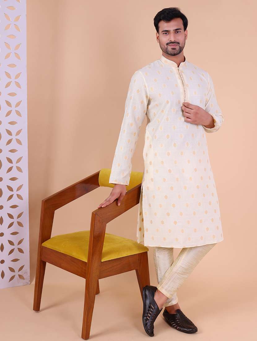 men mandarin neck kurta pyjama ethnic wear set - 22061956 - Standard Image - 1