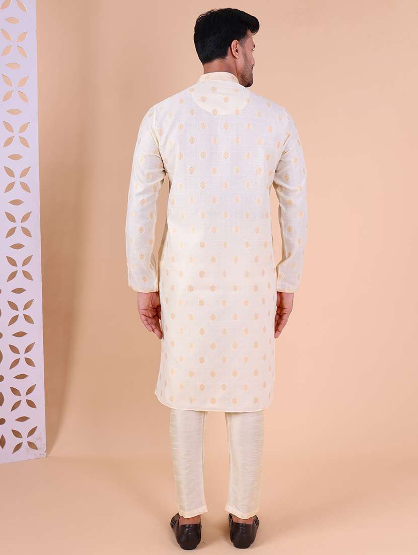 men mandarin neck kurta pyjama ethnic wear set - 22061956 - Standard Image - 4