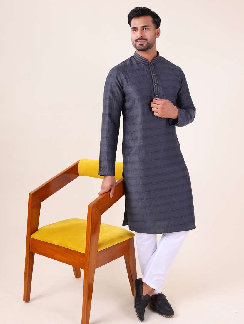 men mandarin neck kurta pyjama ethnic wear set - 22061960 -  Standard Image - 1