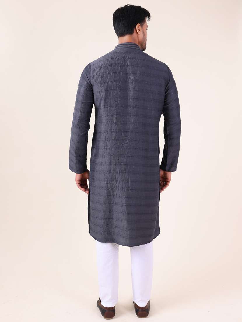 men mandarin neck kurta pyjama ethnic wear set - 22061960 -  Standard Image - 4