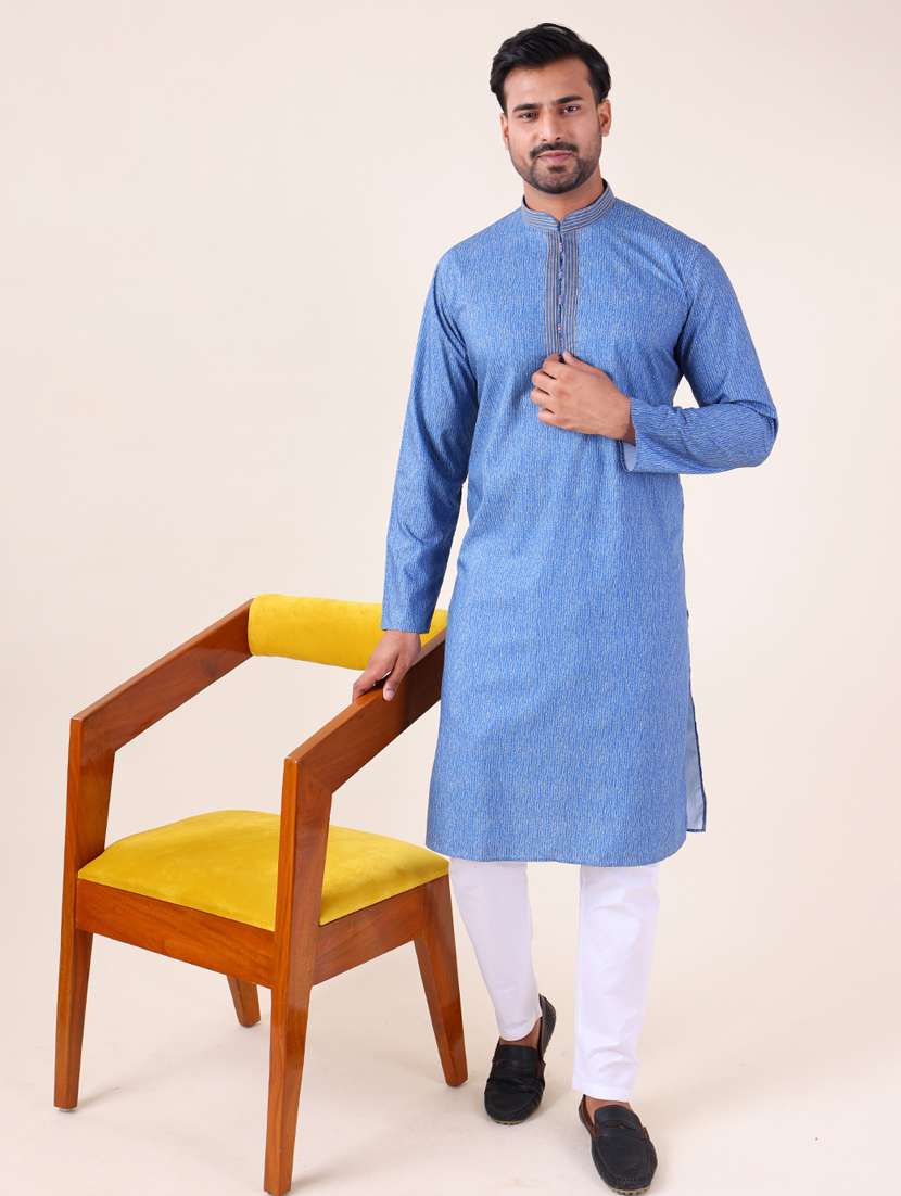 men mandarin neck kurta pyjama ethnic wear set - 22061961 -  Standard Image - 1