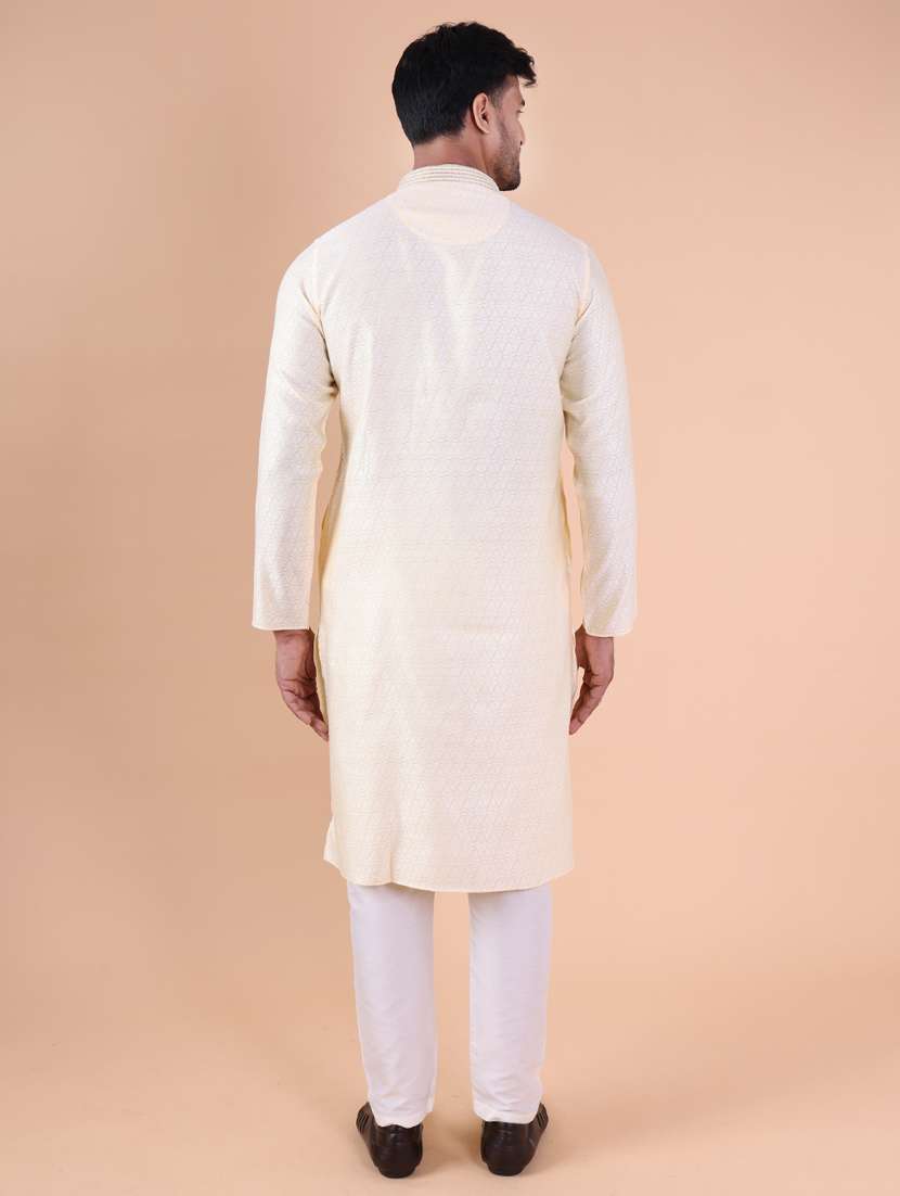 men mandarin neck kurta pyjama ethnic wear set - 22061963 -  Standard Image - 4