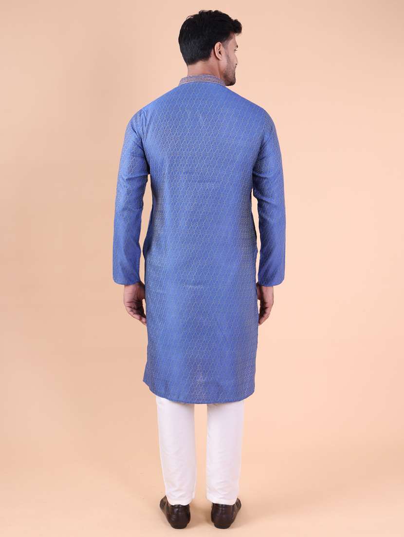 men mandarin neck kurta pyjama ethnic wear set - 22061965 - Standard Image - 4