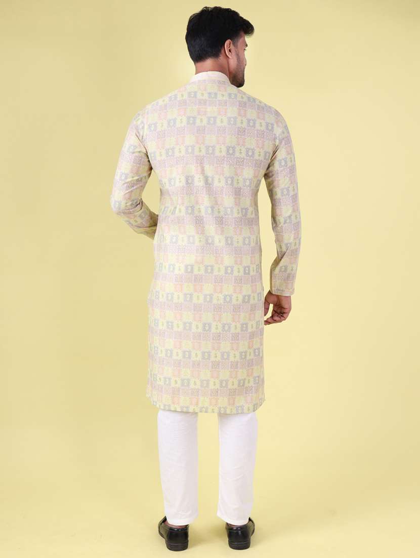 men mandarin neck kurta pyjama ethnic wear set - 22061968 - Standard Image - 4