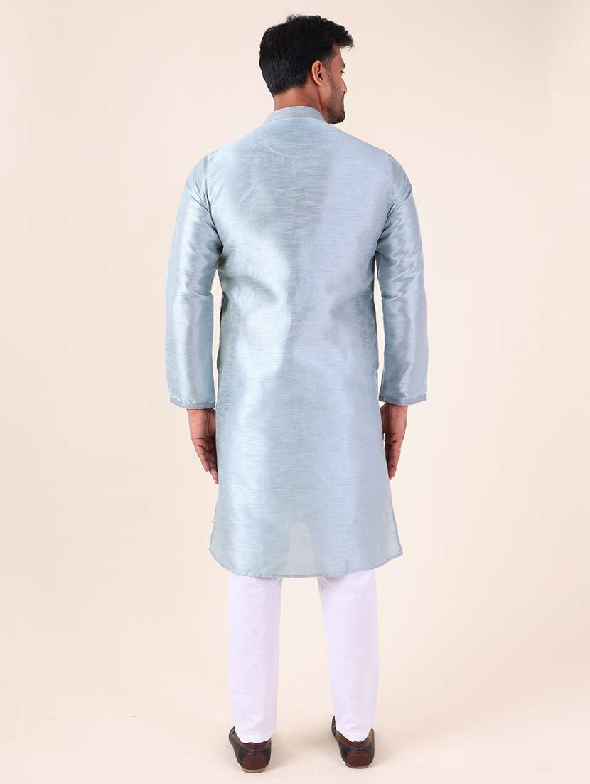 men mandarin neck kurta pyjama ethnic wear set - 22061969 -  Standard Image - 4