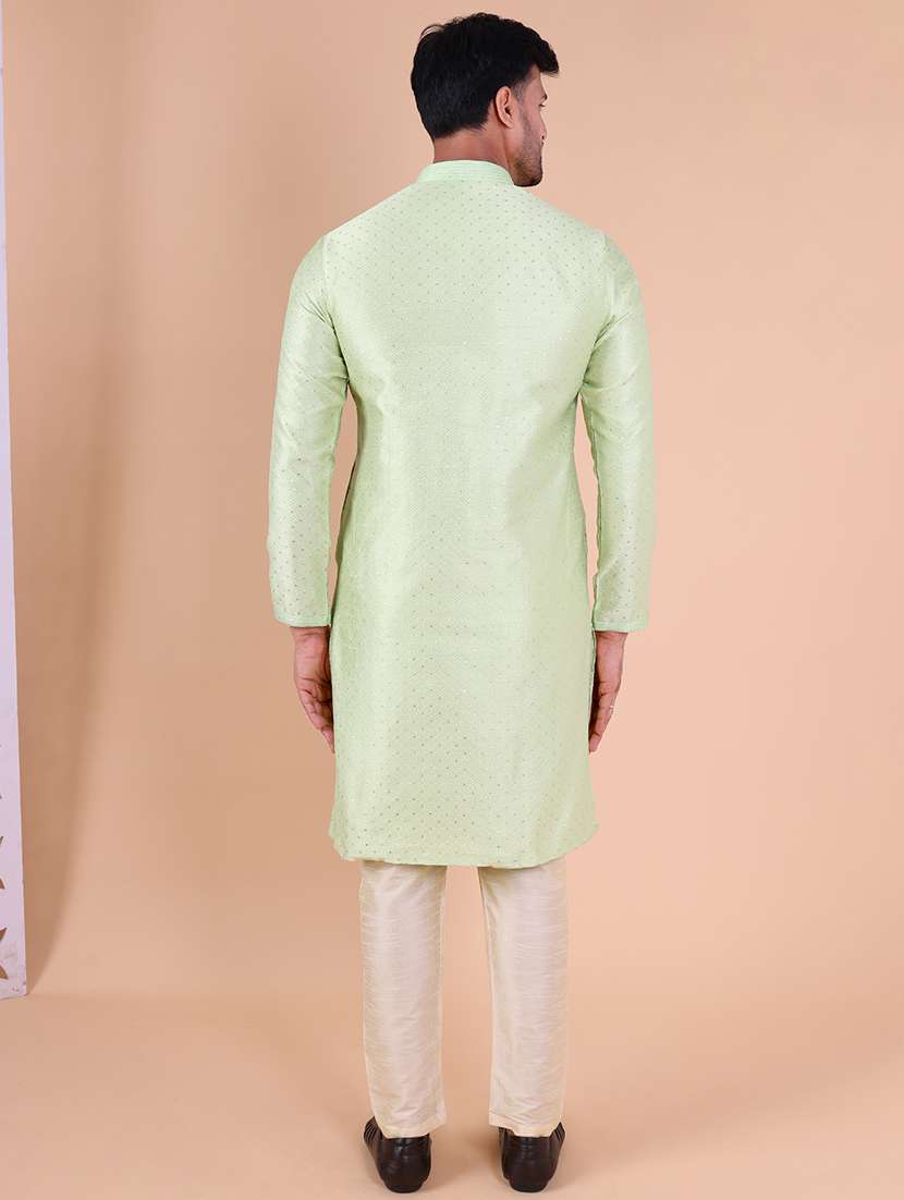 men mandarin neck kurta pyjama ethnic wear set - 22061971 - Standard Image - 4