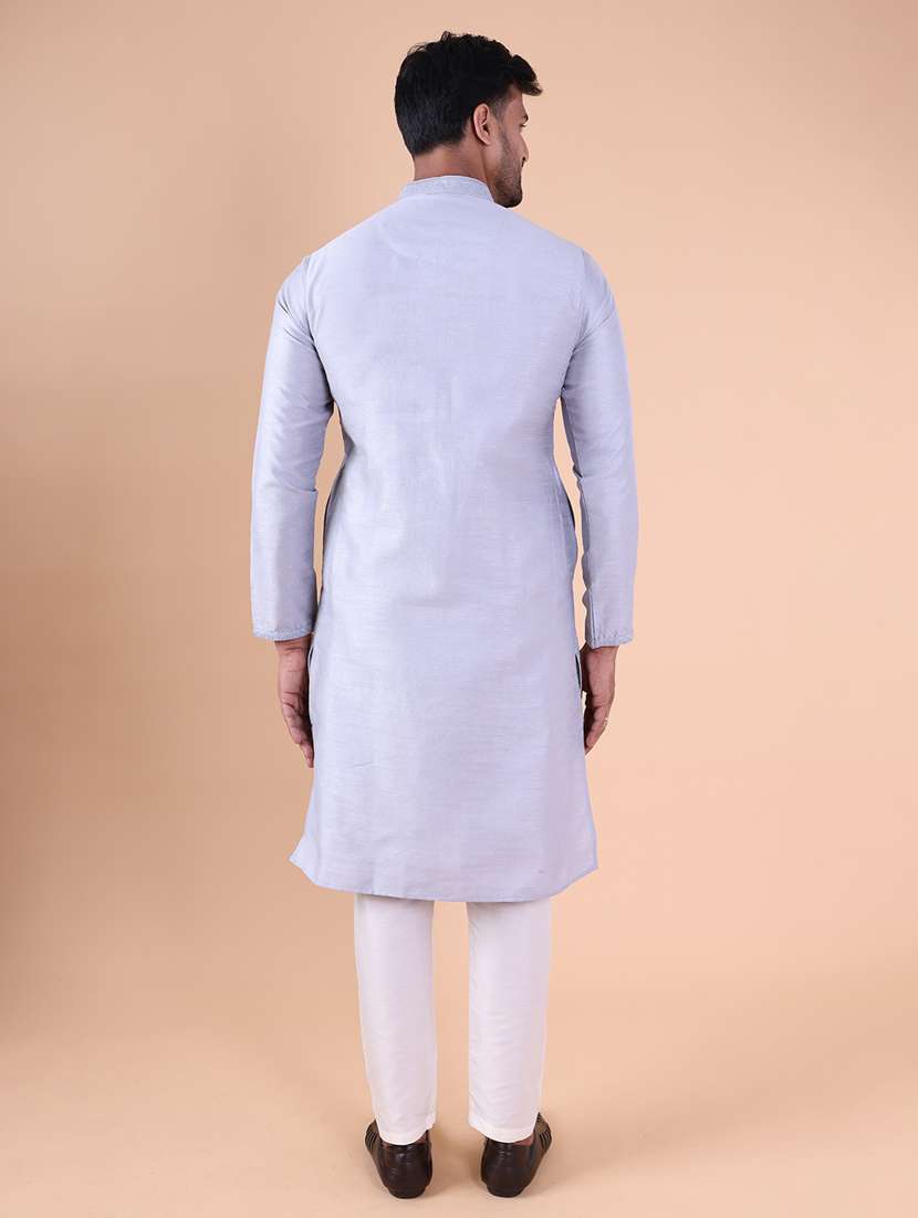 men mandarin neck kurta pyjama ethnic wear set - 22061975 - Standard Image - 4
