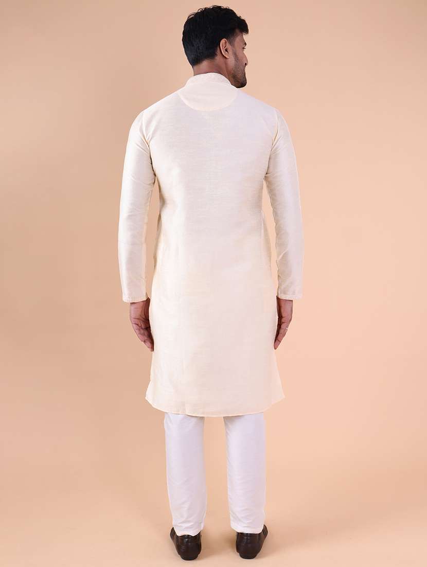 men mandarin neck kurta pyjama ethnic wear set - 22061976 -  Standard Image - 4