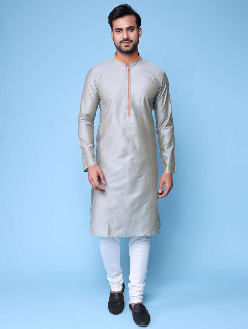 men mandarin neck kurta pyjama ethnic wear set - 22061979 - Standard Image - 1