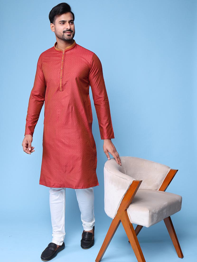 men mandarin neck kurta pyjama ethnic wear set - 22061980 - Standard Image - 1