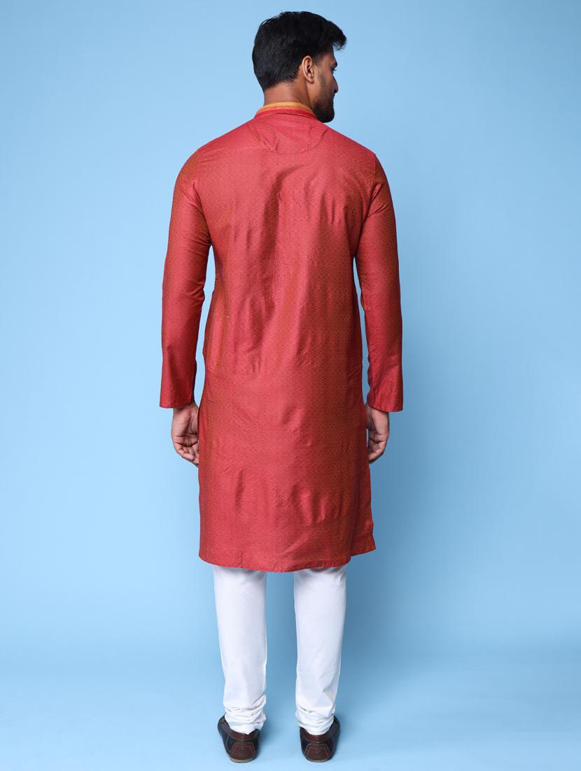 men mandarin neck kurta pyjama ethnic wear set - 22061980 - Standard Image - 4