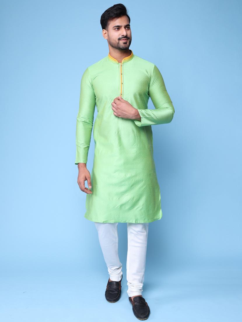 men mandarin neck kurta pyjama ethnic wear set - 22061981 - Standard Image - 1
