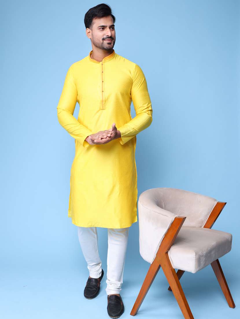 men mandarin neck kurta pyjama ethnic wear set - 22061982 - Standard Image - 1