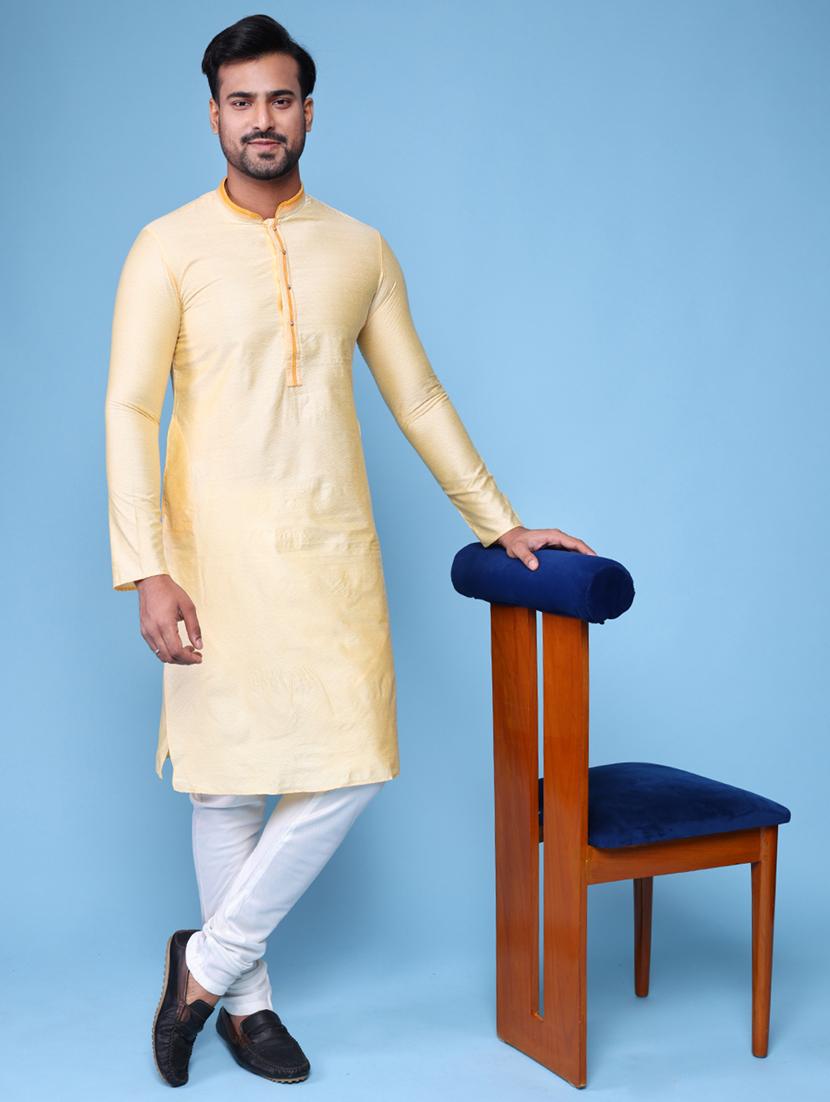 men mandarin neck kurta pyjama ethnic wear set - 22061983 - Standard Image - 1