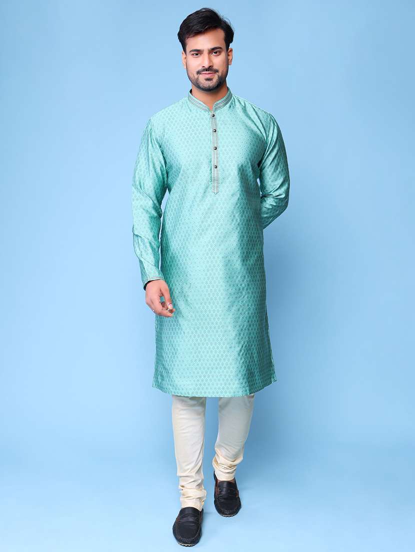 men mandarin neck kurta pyjama ethnic wear set - 22061984 -  Standard Image - 1