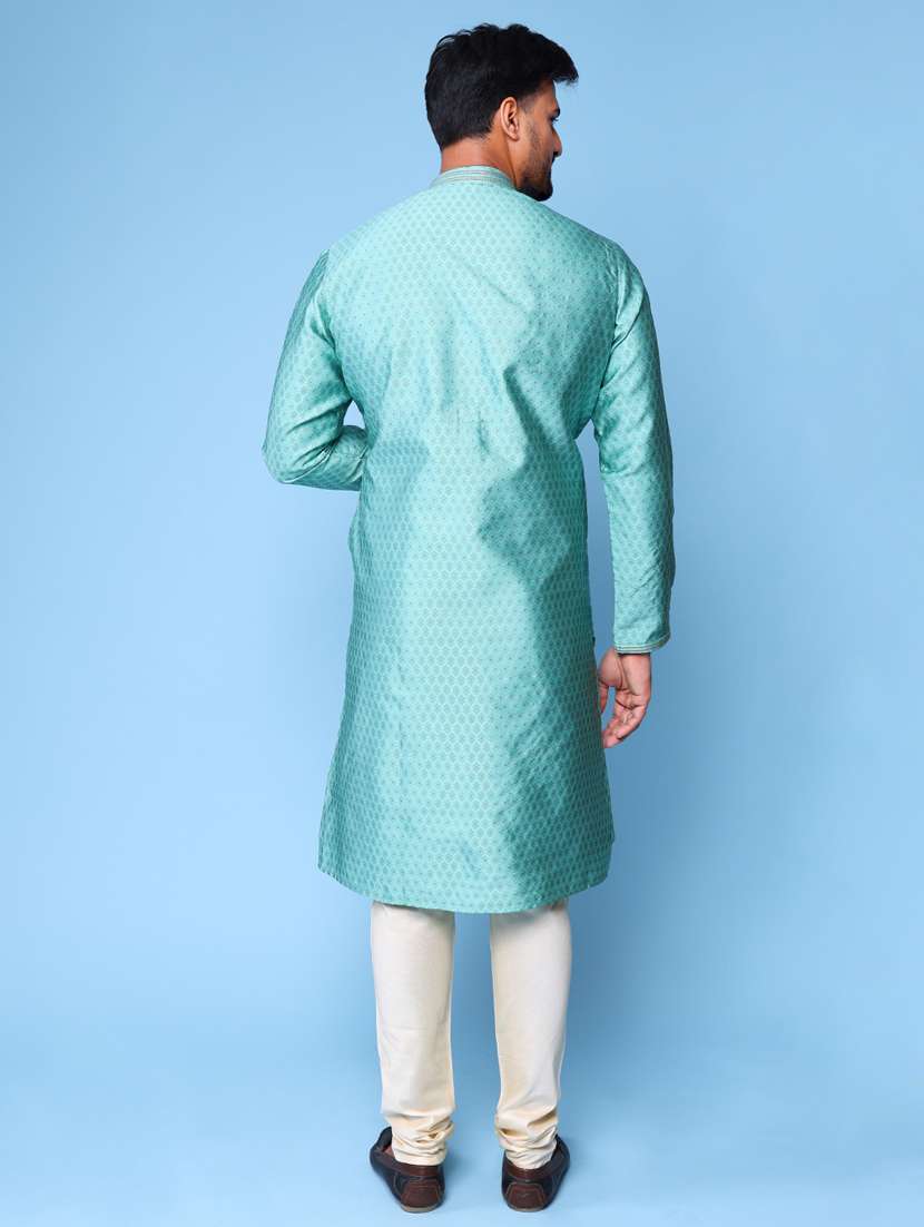 men mandarin neck kurta pyjama ethnic wear set - 22061984 -  Standard Image - 4