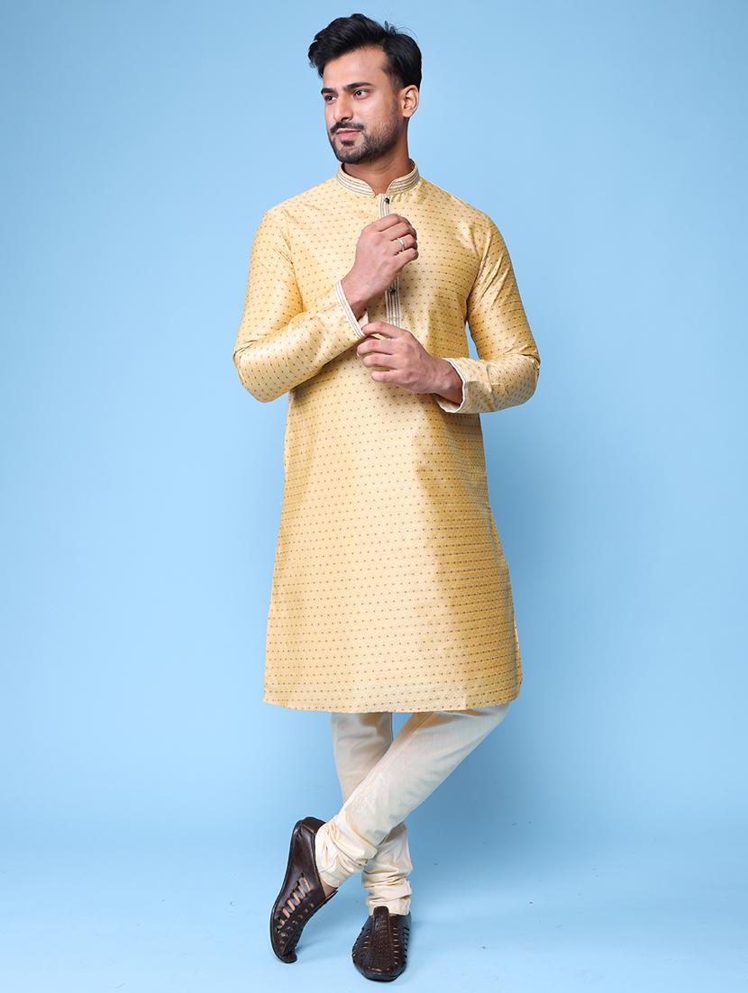 men mandarin neck kurta pyjama ethnic wear set - 22061985 - Standard Image - 1