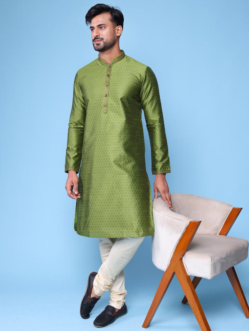 men mandarin neck kurta pyjama ethnic wear set - 22061986 -  Standard Image - 1